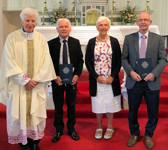 Monsignor Aidan O’Driscoll, Carmel Ryan (Team Co-ordinator), Padráig McCarthy and Gerald Butler