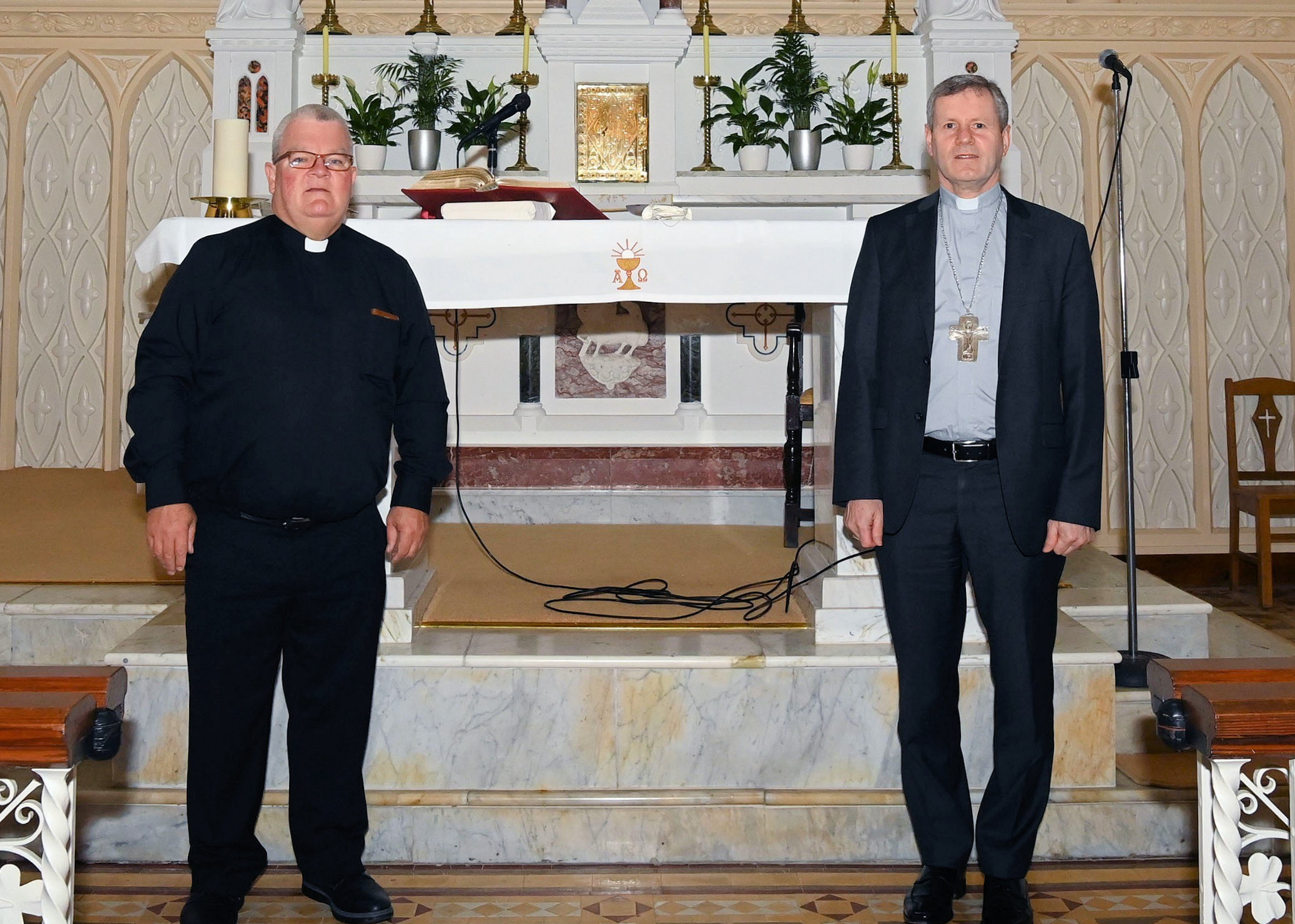 Father Dave O'Connell and Bishop Fintan Gavin at Courtmacsherry